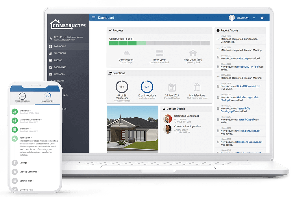 constructive software customer portal for residential builders